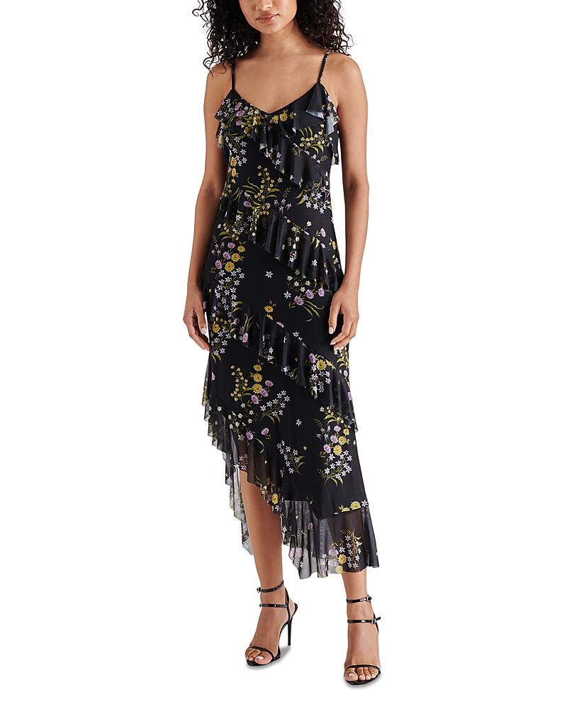 Steve Madden Aida Floral Print Asymmetric Midi Dress Cover