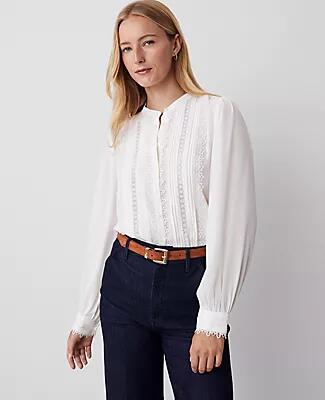 Ann Taylor Petite Pintuck Button Down Blouse Cover