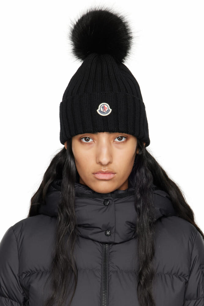 Moncler Black Pom Pom Beanie Cover