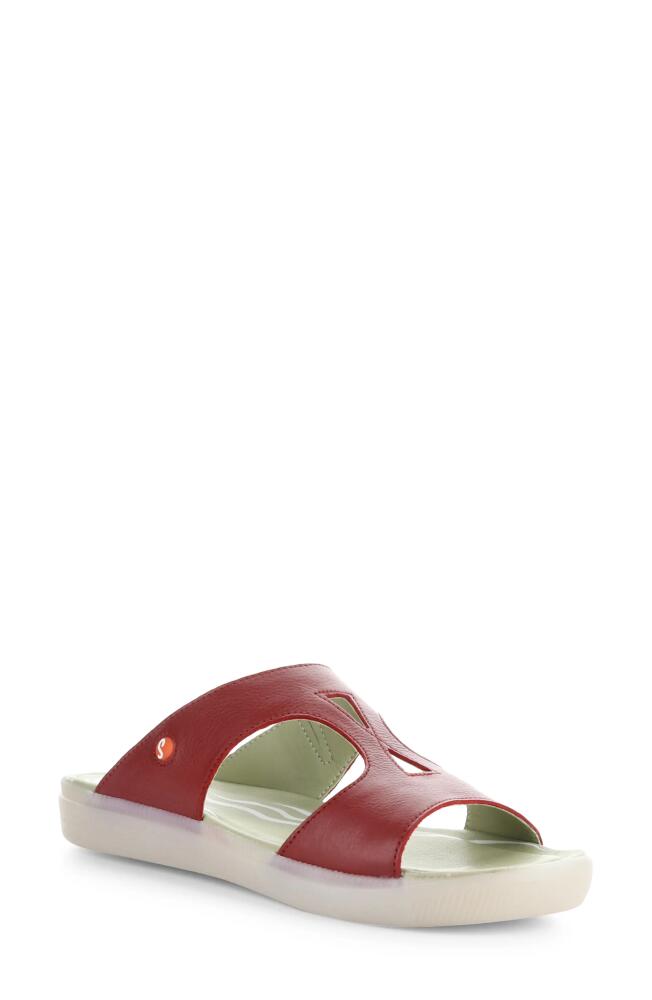 Softinos by Fly London Inbe Slide Sandal in Red Smooth Leather Cover