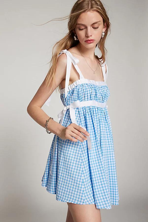 Kimchi Blue Georgie Gingham Babydoll Mini Dress in Blue Cover