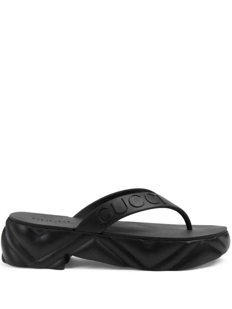 Gucci logo-debossed platform flip-flops - Black Cover