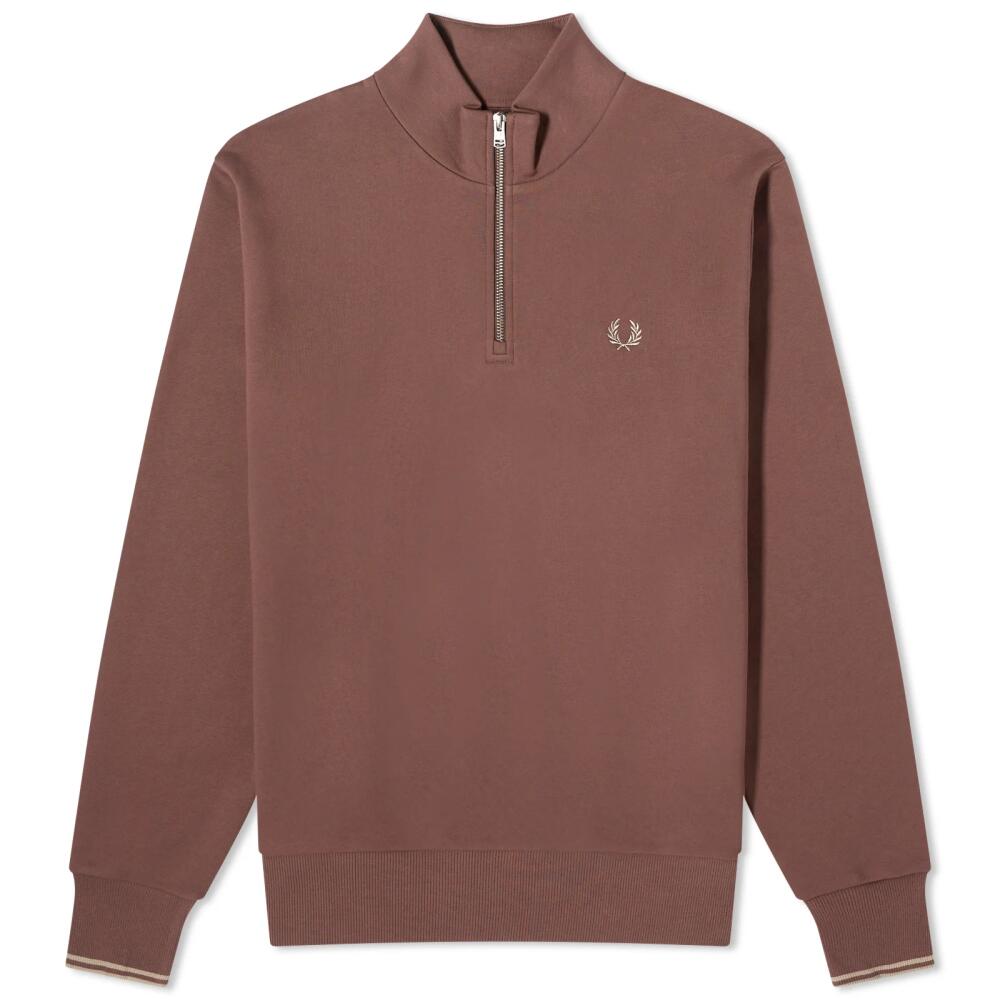 Fred Perry Men's Half Zip Crew Sweater in Carrington Brick Cover