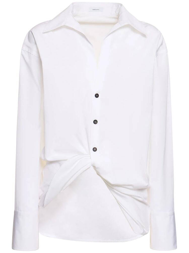 FERRAGAMO Cotton Poplin Shirt W/twist Cover