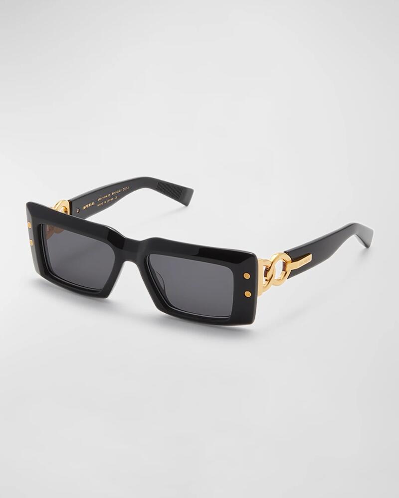 Balmain Imperial Black Acetate & Titanium Rectangle Sunglasses Cover