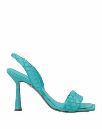 Aldo Castagna Woman Sandals Turquoise Soft Leather Cover