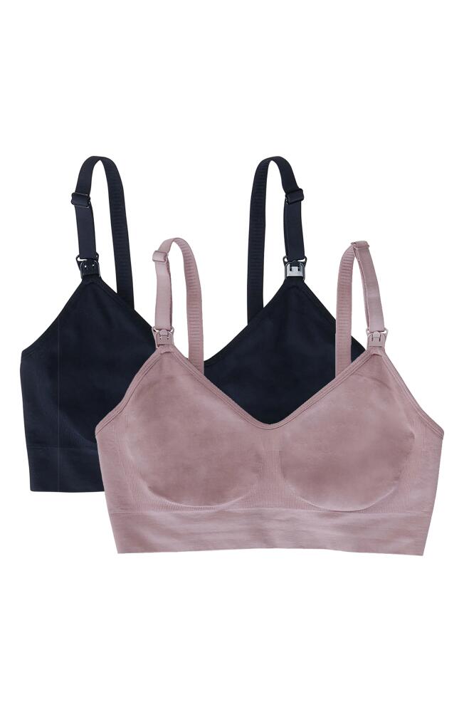 Ingrid & Isabel Set of 2 Nursing/Pumping Bras in Black /Mauve Cover