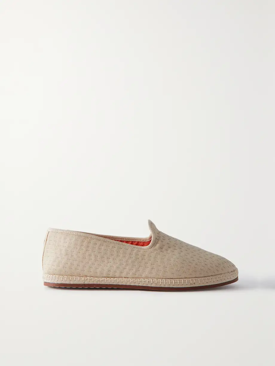 Loro Piana - Laguna Furlane Matelassé Linen-canvas Slippers - Neutrals Cover