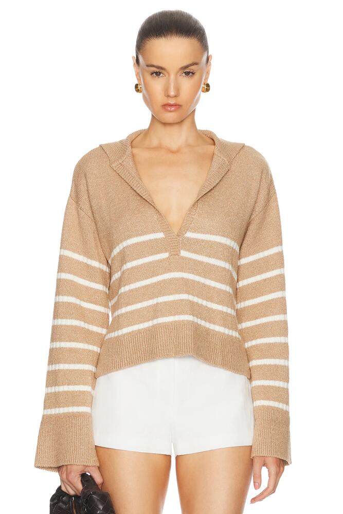 MATTHEW BRUCH Striped Sailor Knit Pullover Sweater in Brown Cover