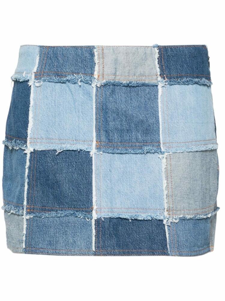 FRAME The 70's patchwork mini skirt - Blue Cover