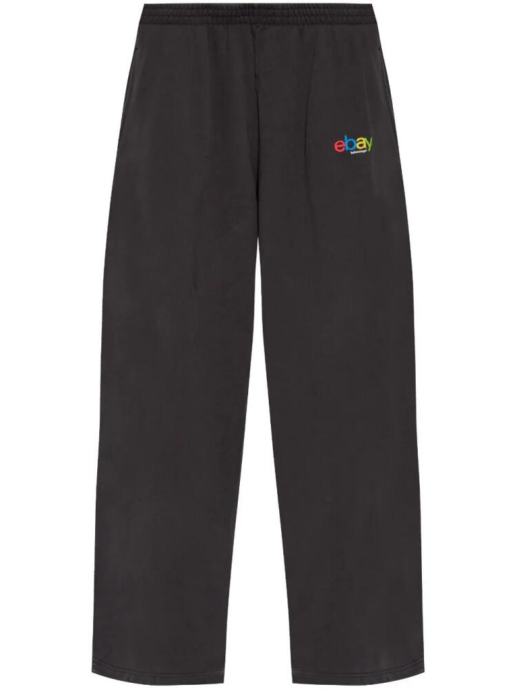 Balenciaga slogan-embroidered track pants - Black Cover