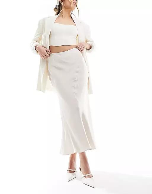 & Other Stories satin midi skirt with panel detail in off white Cover