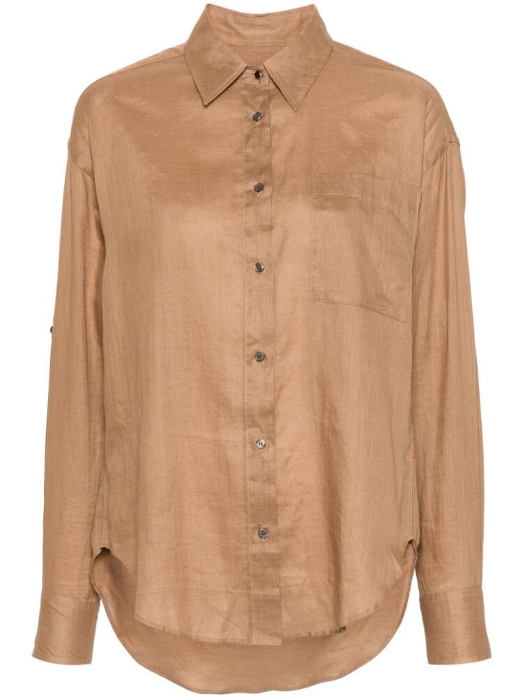 BOSS button-up ramie shirt - Neutrals Cover