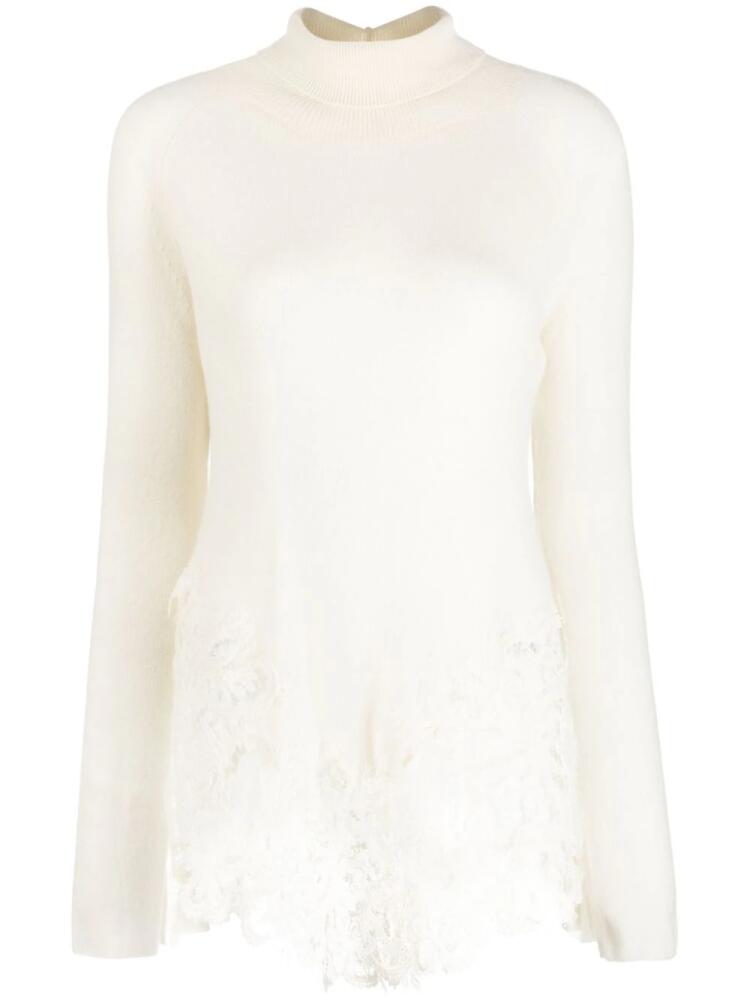 Ermanno Scervino lace-trim fine-knit cashmere jumper - White Cover