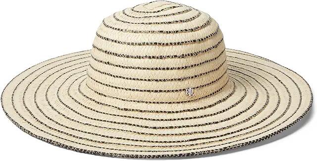 LAUREN Ralph Lauren Stripe Sun Hat (Natural/Black) Traditional Hats Cover