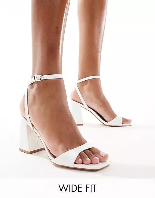 RAID Wide Fit Wink 2 block heeled sandals in white Cover