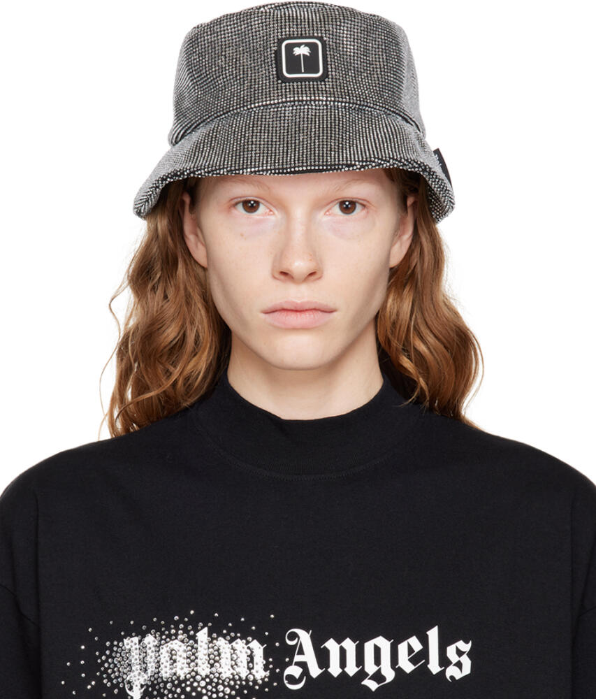 Palm Angels Black Rhinestone Bucket Hat Cover