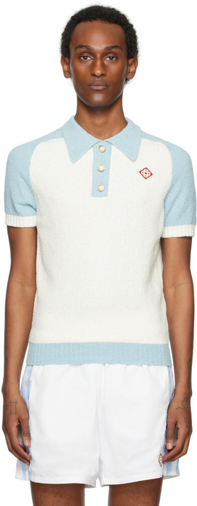 Casablanca White & Blue Color Block Polo Cover