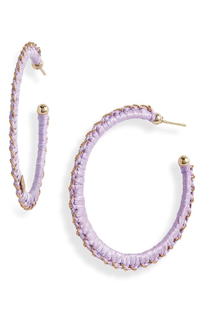 Gas Bijoux Belo Raffia Hoop Earrings in Gold/lavender Cover