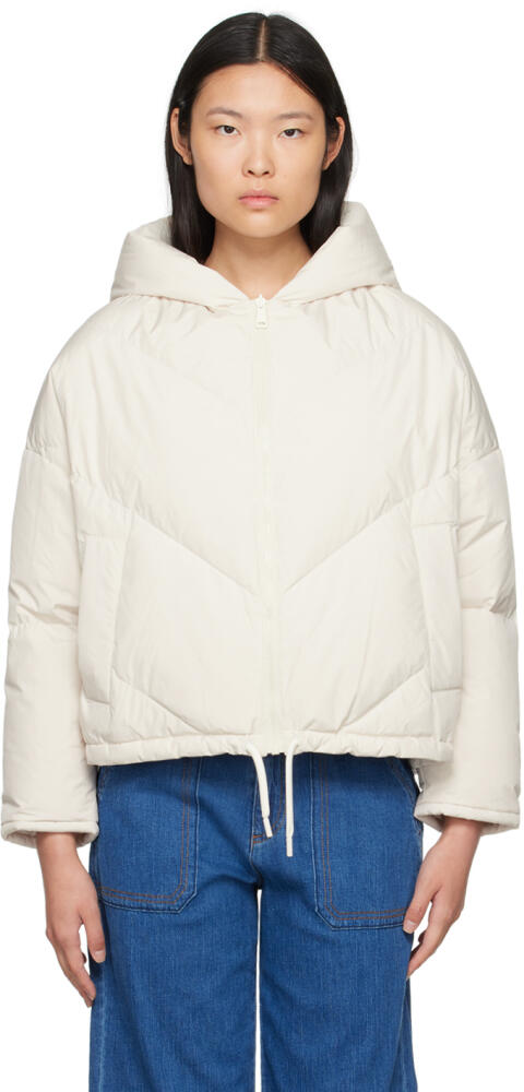 Yves Salomon White Reversible Down Jacket Cover