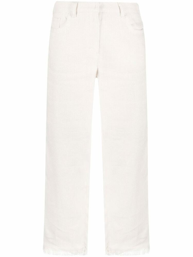 'S Max Mara cropped frayed-hem trousers - Neutrals Cover