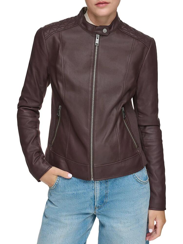 Andrew Marc Women's Glenbrook Leather Racer Jacket - Bordeaux Cover