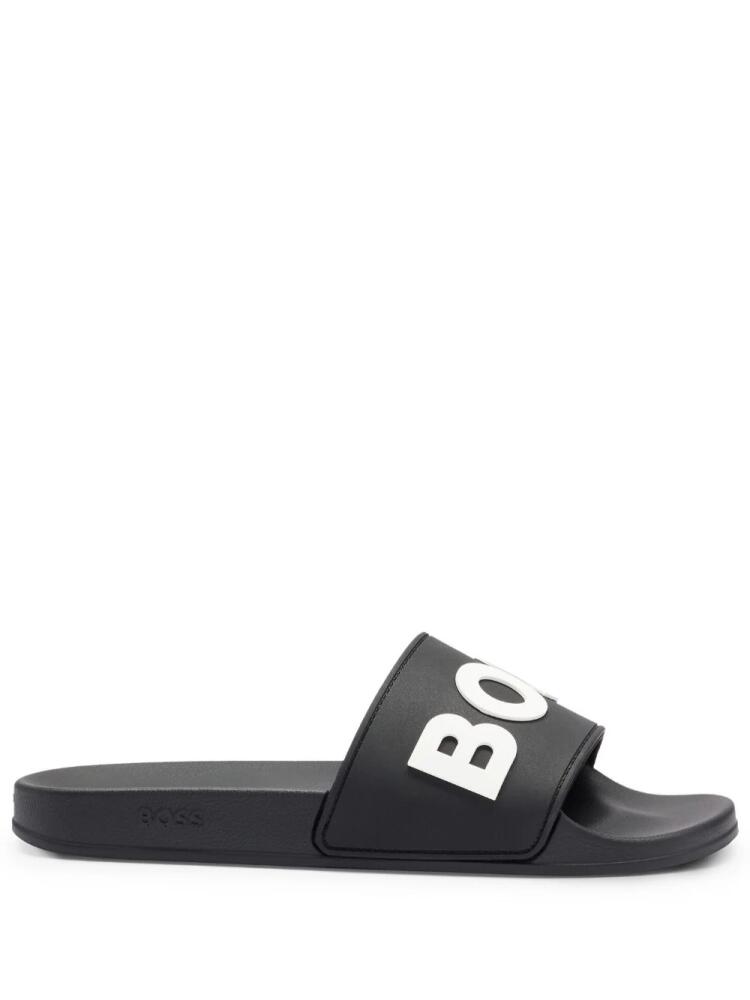 BOSS logo-embossed open-toe slides - Black Cover