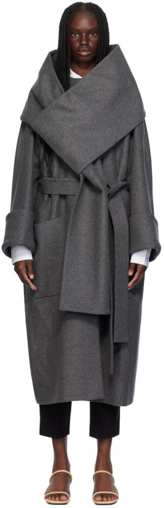 Erdem Gray Detachable Scarf Coat Cover