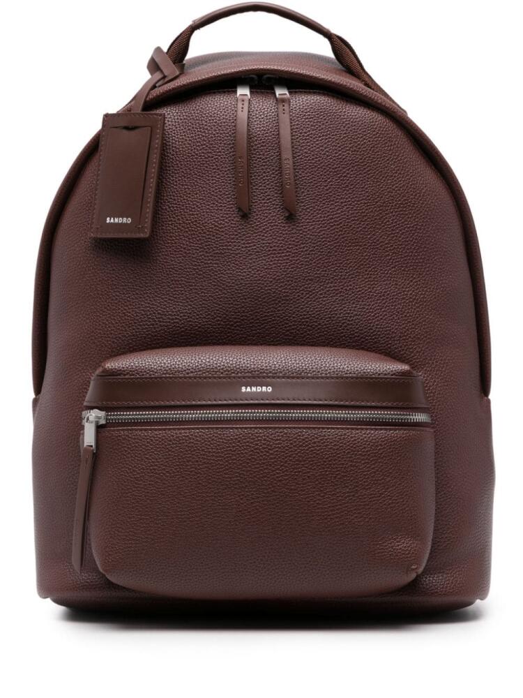 SANDRO coated-finish zipped backpack - Brown Cover