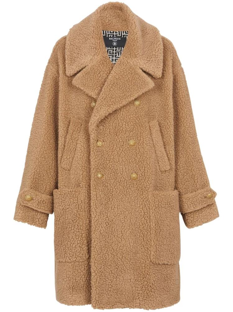 Balmain notched-lapel double-breasted coat - Neutrals Cover