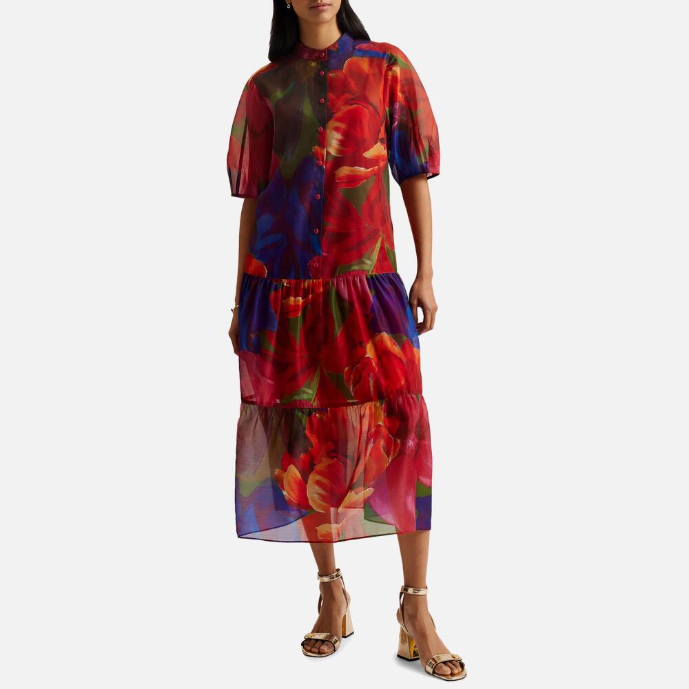 Ted Baker Miru Tropical Bloom Chiffon Midi Dress Cover