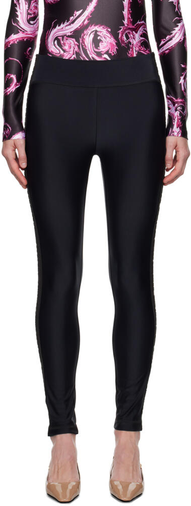 Versace Jeans Couture Black Logo-Woven Trim Leggings Cover