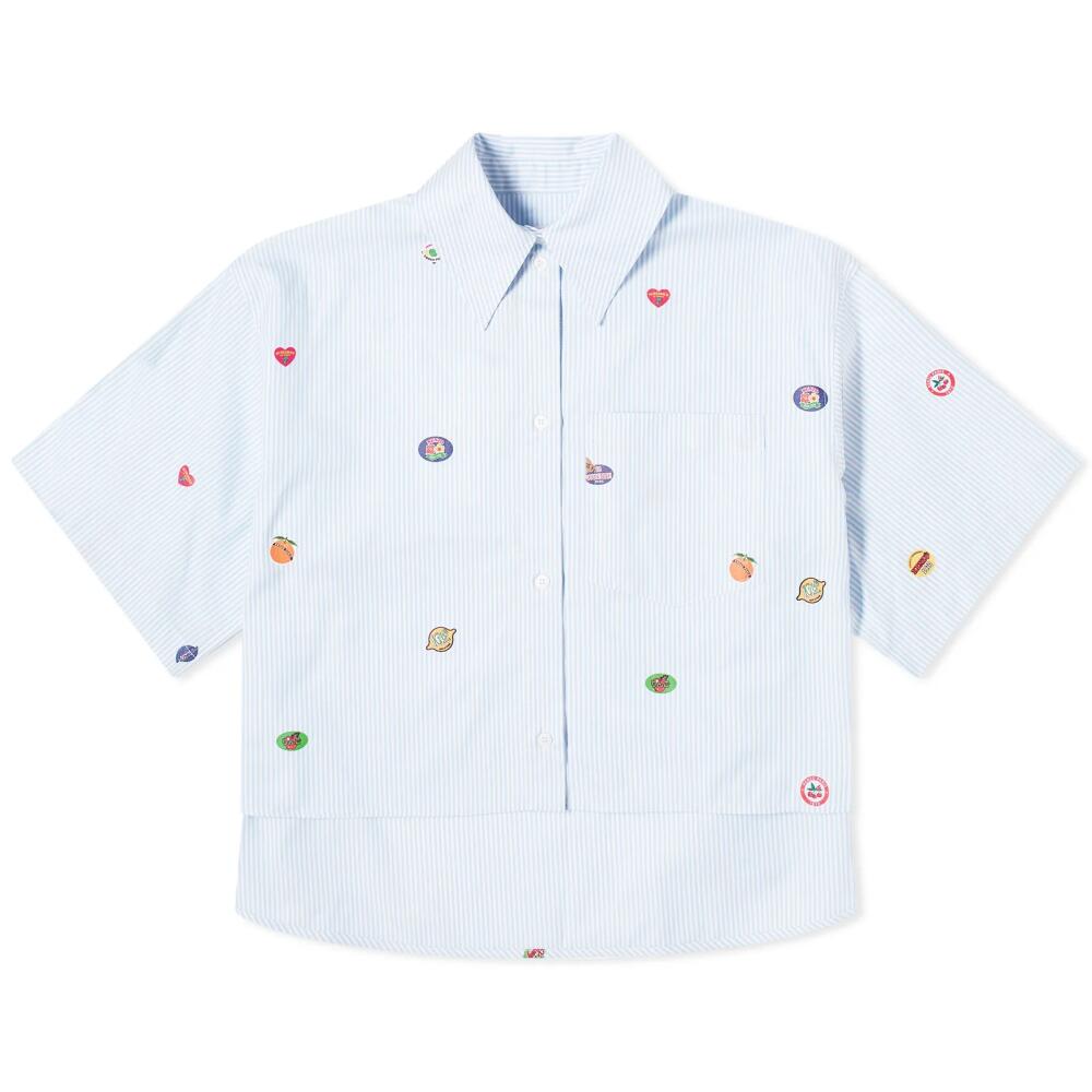 Kenzo Paris Women's Kenzo Fruit Stickers Cropped Shirt in Sky Blue Cover