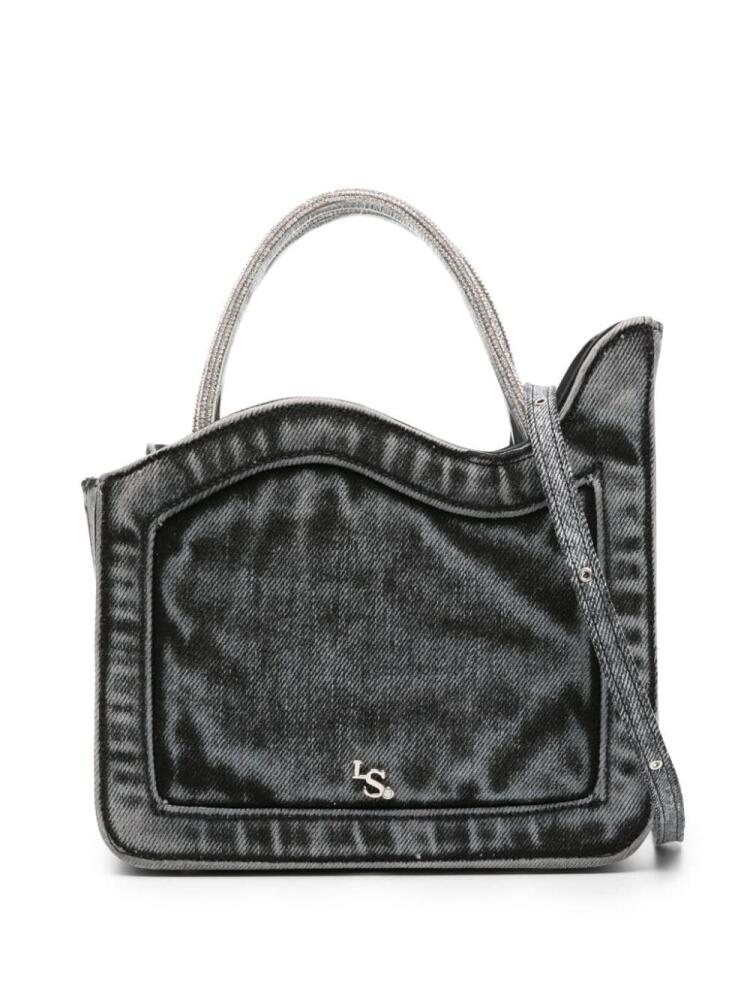 Le Silla Ivy distressed-denim mini bag - Black Cover