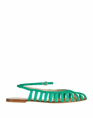 Anna F. Woman Ballet flats Green Leather Cover