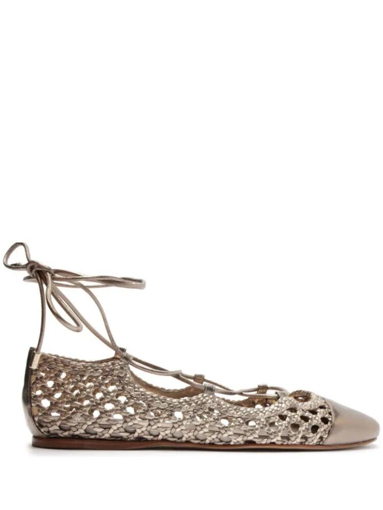 Alexandre Birman Ballerina Tresse woven leather lace-up ballerina shoes - Neutrals Cover