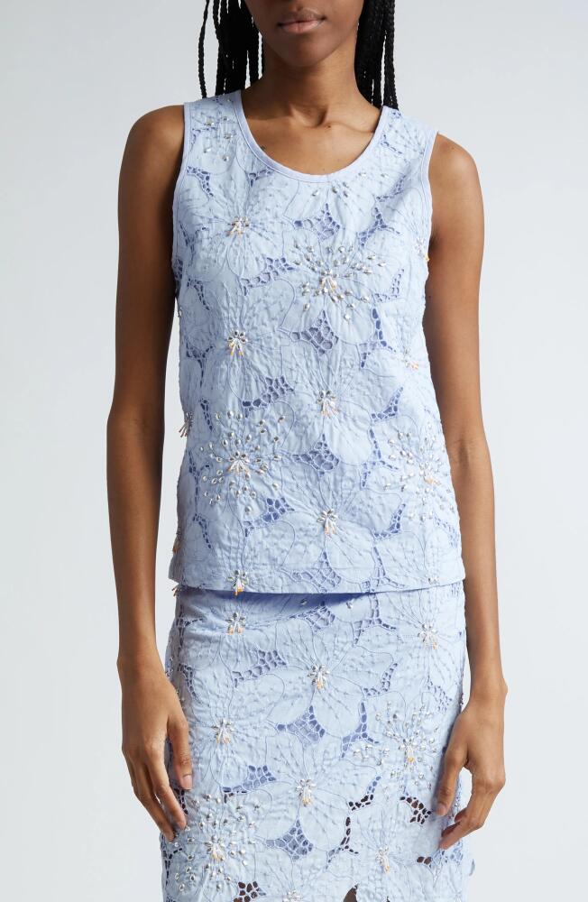 Wales Bonner Constellation Embellished Floral Lace Tank in Light Blue Cover