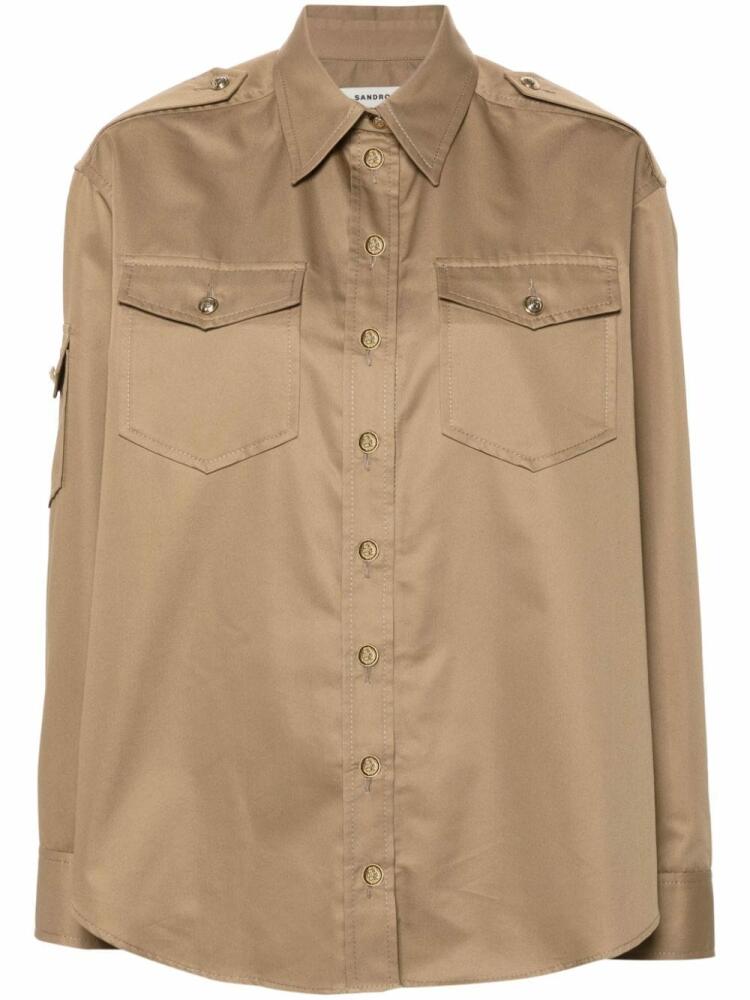 SANDRO twill shirt - Brown Cover