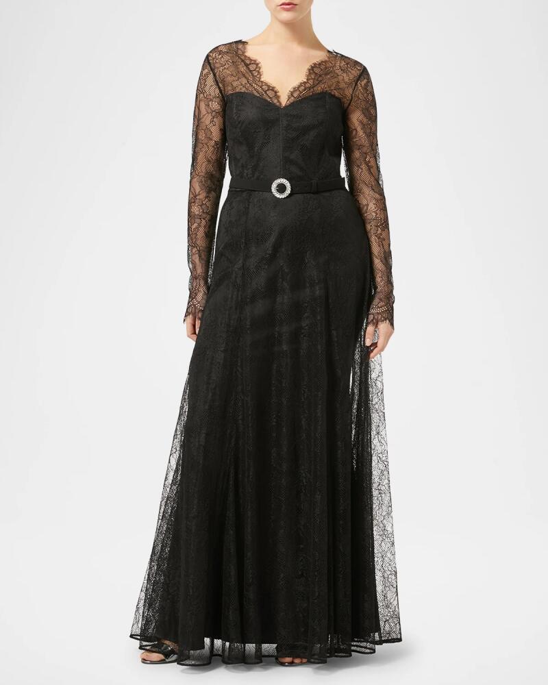 Marina Rinaldi Plus Size Venosa Belted Lace Gown Cover