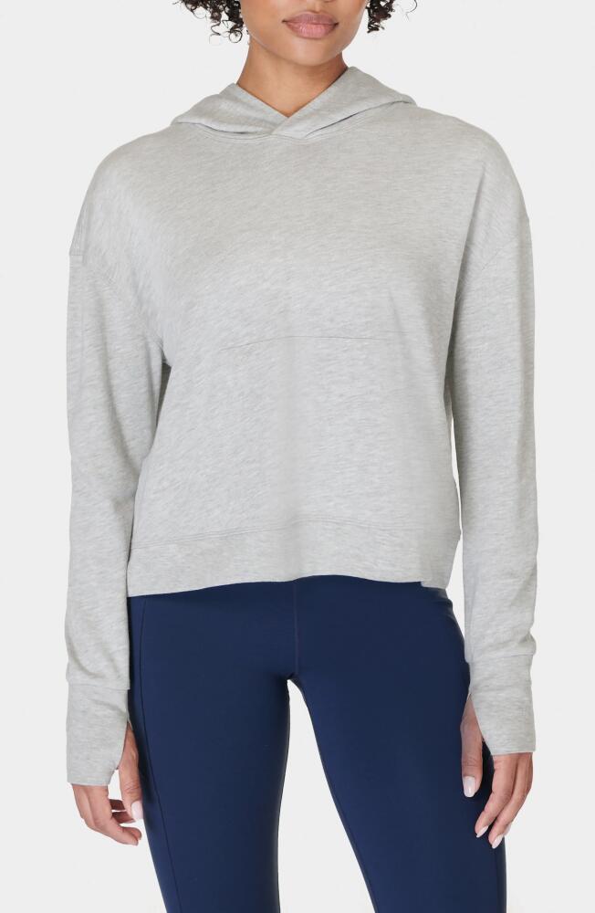 Sweaty Betty After Class Crop Hoodie in Light Grey Marl Cover