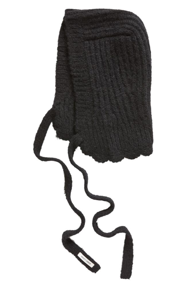 Sandy Liang Bonnet Rib Wool & Alpaca Blend Balaclava in Black Cover