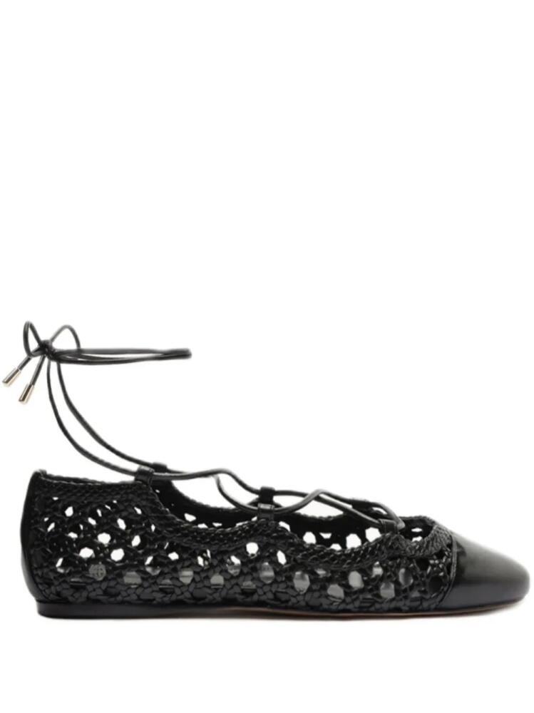 Alexandre Birman Ballerina Tresse woven leather lace-up ballerina shoes - Black Cover