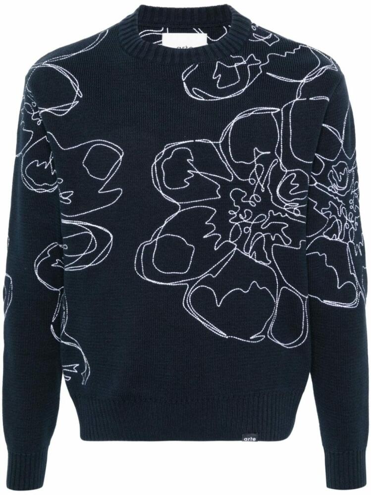 ARTE embroidered flower sweater - Blue Cover