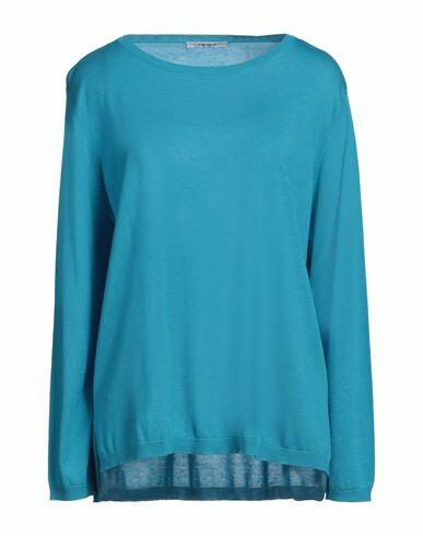 Kangra Woman Sweater Azure Silk, Cashmere Cover