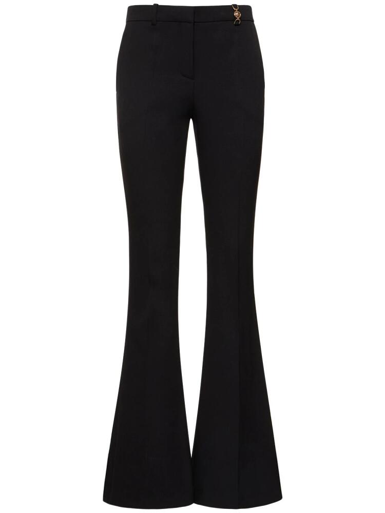 VERSACE Stretch Virgin Wool Mid Rise Flare Pants Cover