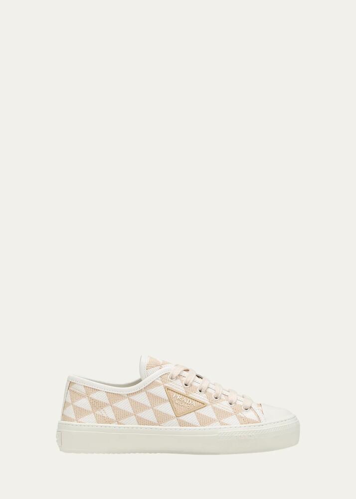 Prada Triangle Jacquard Low-Top Sneakers Cover