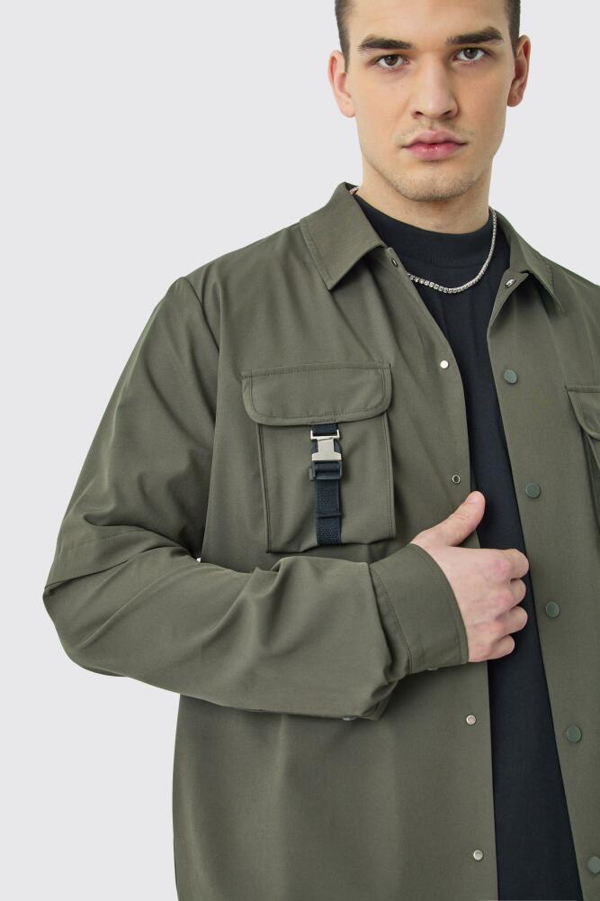 Mens Tall Technical Stretch Harrington Utility Jacket - Green Cover