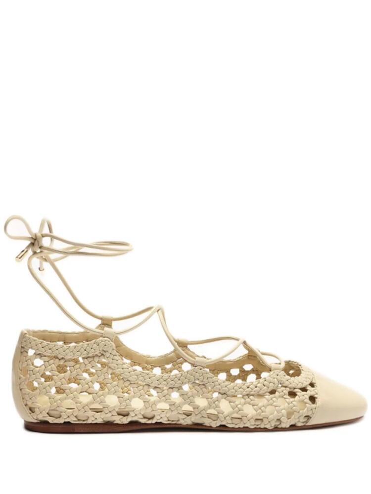 Alexandre Birman Ballerina Tresse woven leather lace-up ballerina shoes - Neutrals Cover