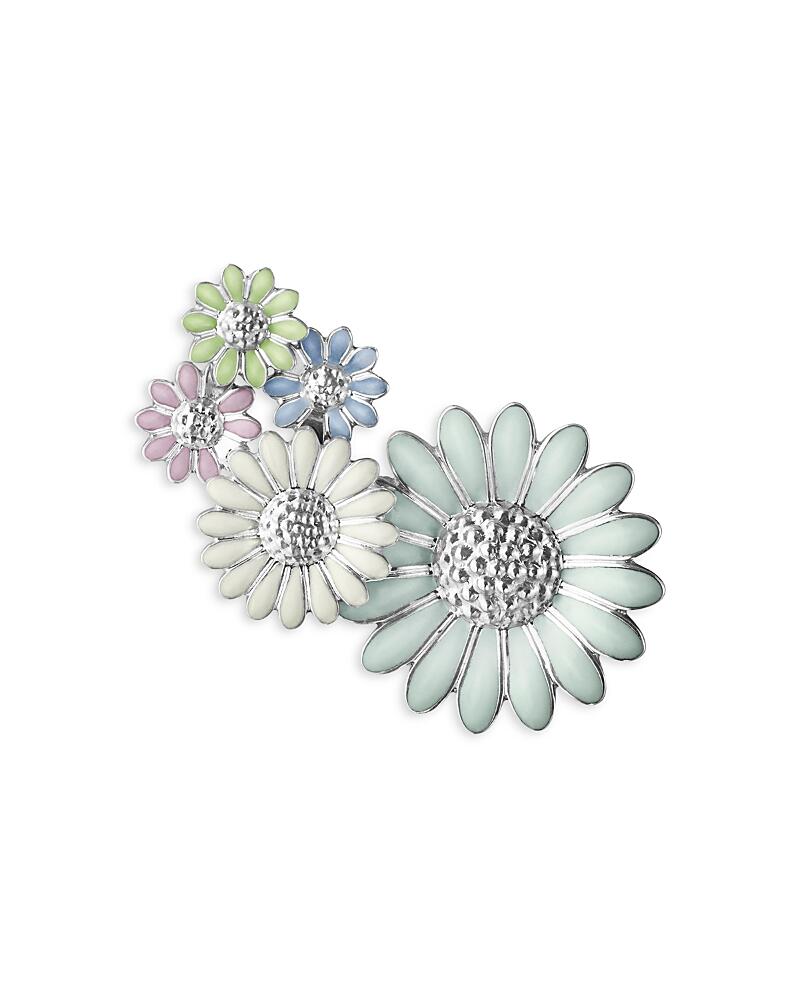 Georg Jensen Sterling Silver Daisy Multicolor Enamel Flower Single Ear Cuff Cover