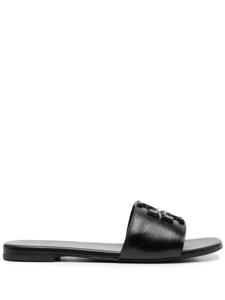 Tory Burch logo-patch detail mules - Black Cover